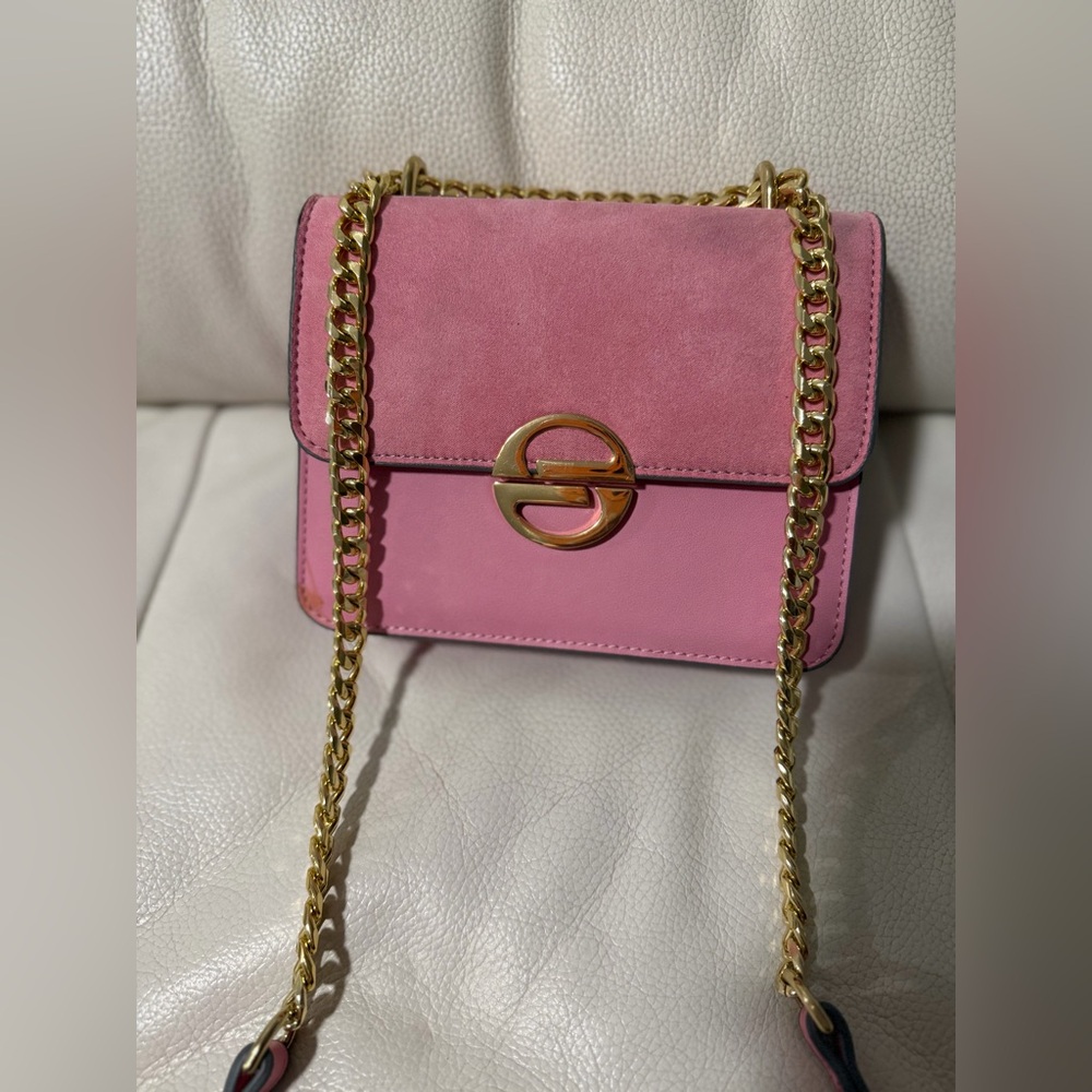 Topshop Pink Crossbody Bag with Gold Chain